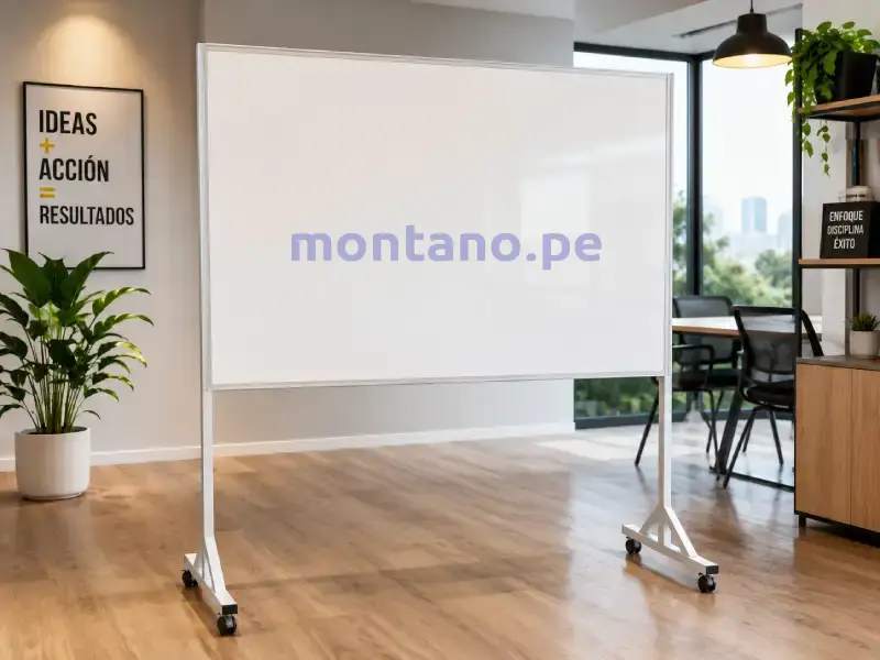 Pizarra-acrilico-con-parante Pizarra acrílica con parante móvil fabricada en Perú por Montano.